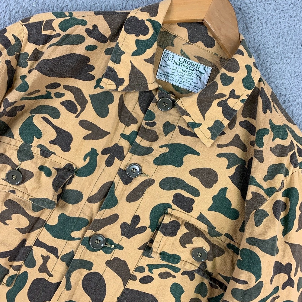 Vintage Crown Hunting Field Jacket Mens Large L Duck Hunter Camo Utility 60s 70s